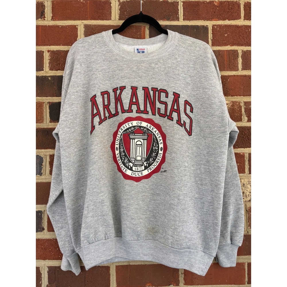 Vintage University of Arkansas Sweatshirt Mens XL Gray Crewneck Made in USA